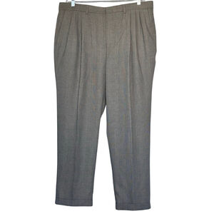 Austin Grey Men's‎ Dress Pants Pleated Plaid Cuffed Size 40X30 Grey Made in USA